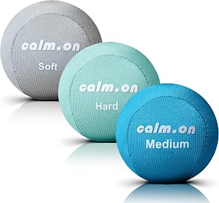 Calm.on® Antistressball Set für Erwachsene | Handtrainer für Therapie & Griffkraft | Knetball Set in 3 Stärken inkl. 12 Übungen gegen Stress.