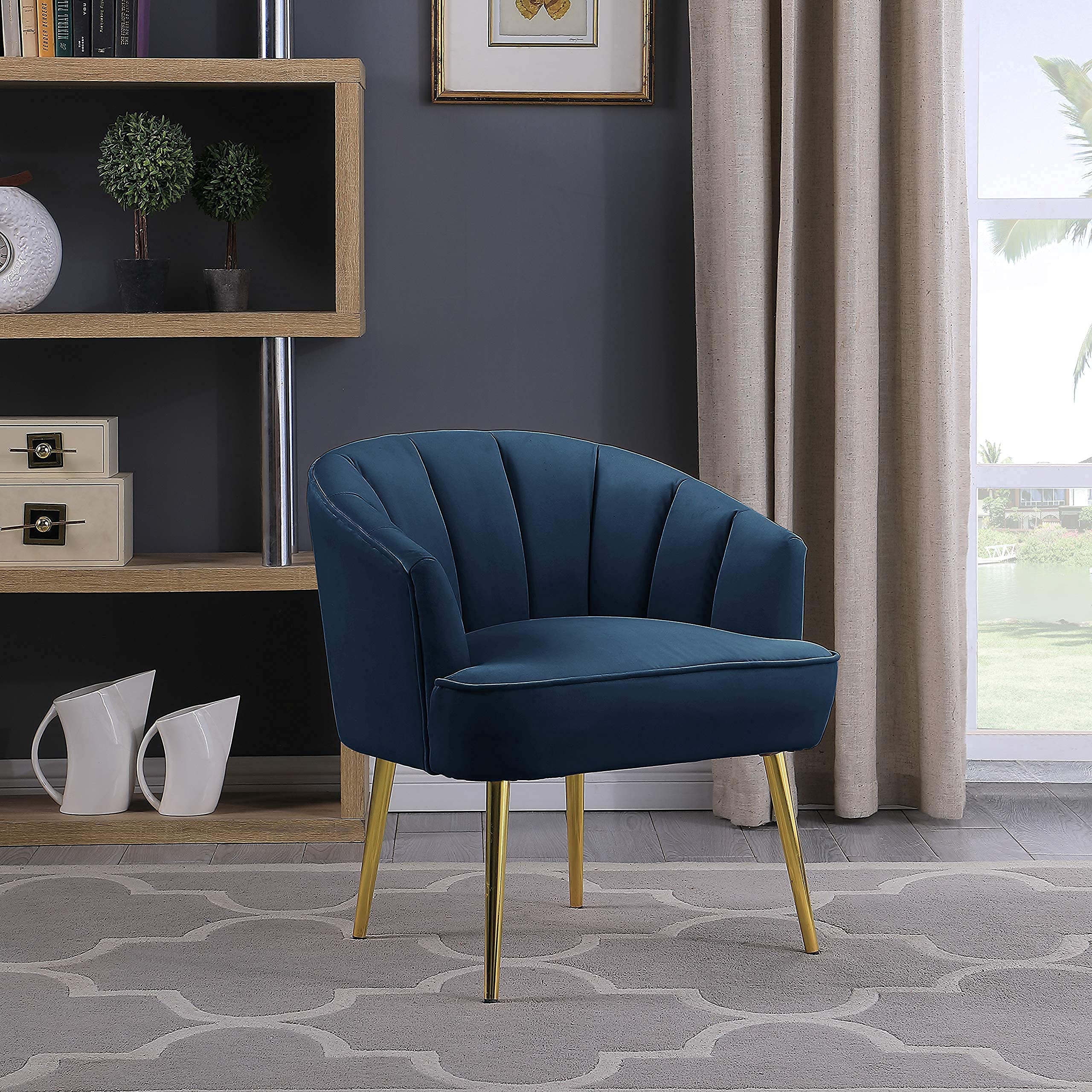 Morden Fort Vanity Make up Chair Club Armchair with Golden Legs for Living Room Bedroom Home Office 
