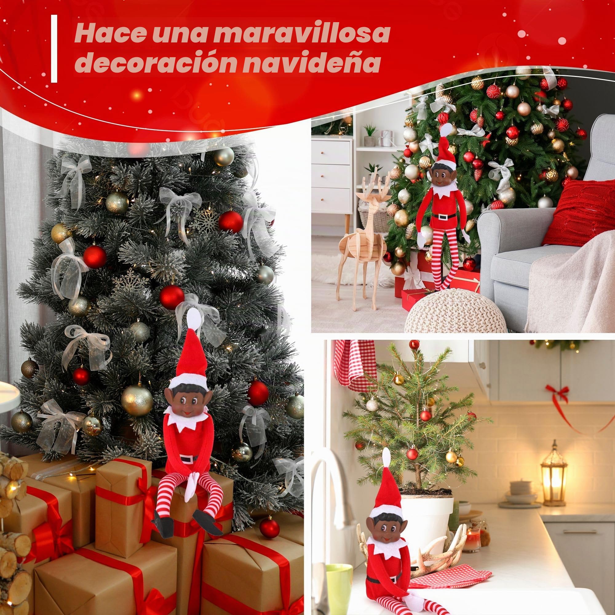 Elves Behavin' Badly Elfos se comportan Mal Elfo de Color de 12 Pulgadas con Cara de Vinilo y Cuerpo Suave - Elfo Travieso de Navidad (Elf Negro)