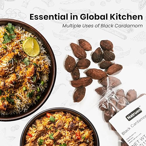 Miniatura 5 de Natruen Cápsulas enteras de cardamomo negro (Tsao Ko) 4 onzas, aproximadamente 35 cápsulas, Cao Guo, todo natural, especias sin OMG