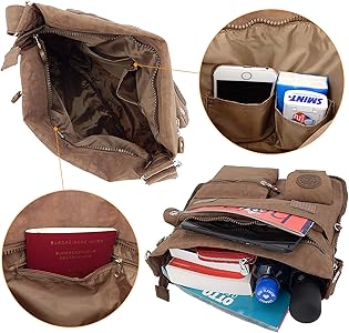 ekavale - leichte Damen-Umhängetasche - Praktische Crossbody-Handtasche -  mit vielen fächern - Schultertasche wasserabweisende Damentasche (Braun) :  ...