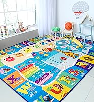 Vista 13 de Chicrug Alfombra educativa para niños de 4 x 6 pies para sala de juegos, TPR antideslizante para niños, alfombra de aula para aprender ABC