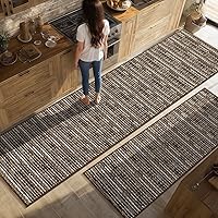 Vista 9 de Juego de 2 alfombras de cocina antideslizantes para el piso, gruesas, resistentes a las manchas, vintage, tapetes de pasillo para pasillos, entrada
