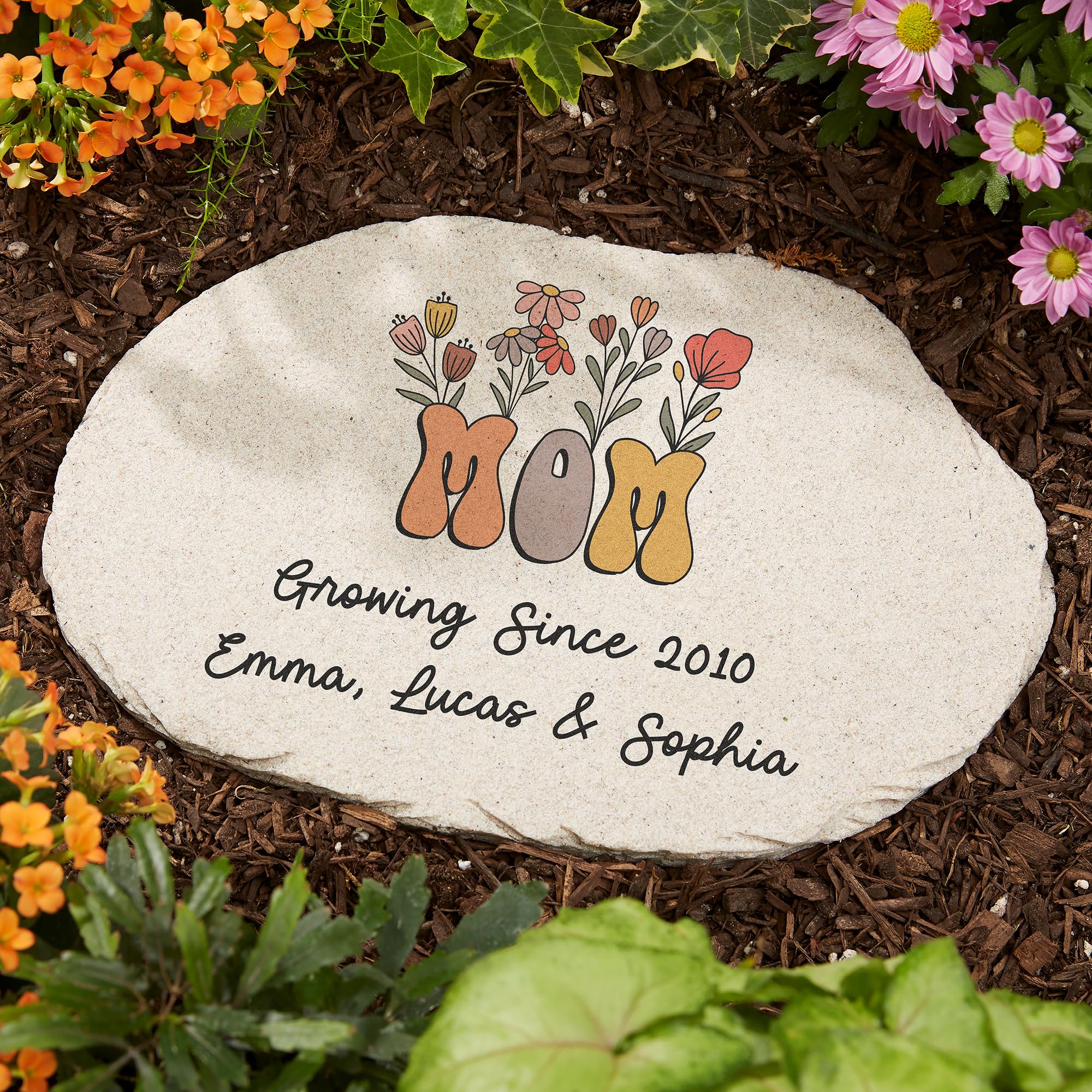 Personalization Universe Handprint Art Personalized Round Garden Stone