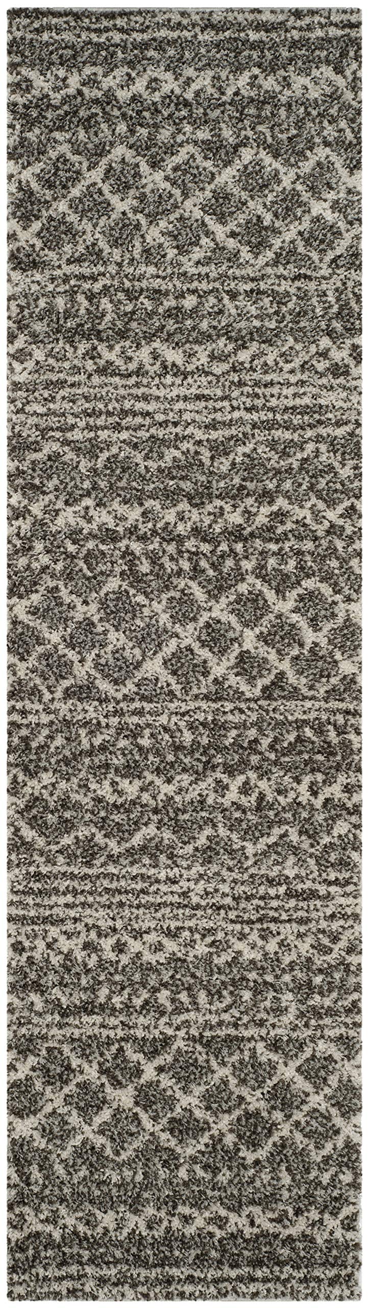 SAFAVIEH Arizona Shag Runner Rug 2'3"x14', Soft Plush Brown &amp; Ivory ASG741B