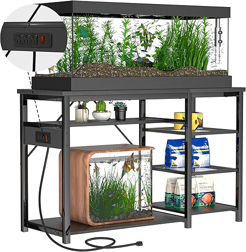 Keelian 20-40 Gallon Fish Tank Stand: Heavy Duty Aquarium Stand with Power Outlets and Cabinet for Fish Tank Accessories Storage - Metal Frame, 800LBS Capacity, Suitable for Fish & Reptile Terrariums