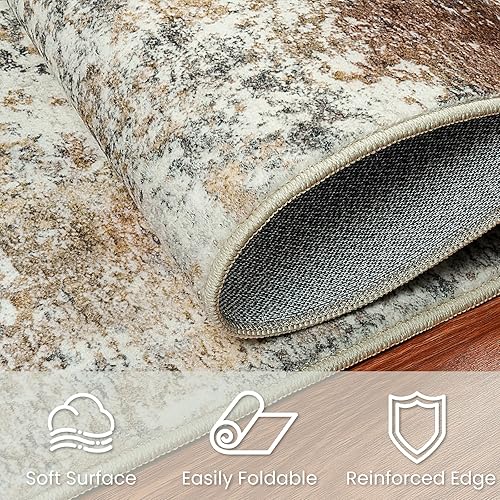 Vista 99 de Alfombra de área para sala de estar: 5 x 7 de interior, suave, esponjosa, alfombra abstracta para dormitorio, cocina, comedor, suelo, alfombra
