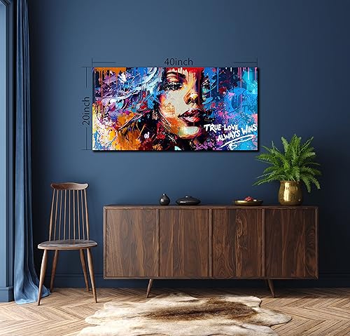 Miniatura 22 de JKWALL77 Arte de pared de graffiti – Decoración de pared de arte abstracto grande – Arte de pared en lienzo para sala de estar, listo para colgar