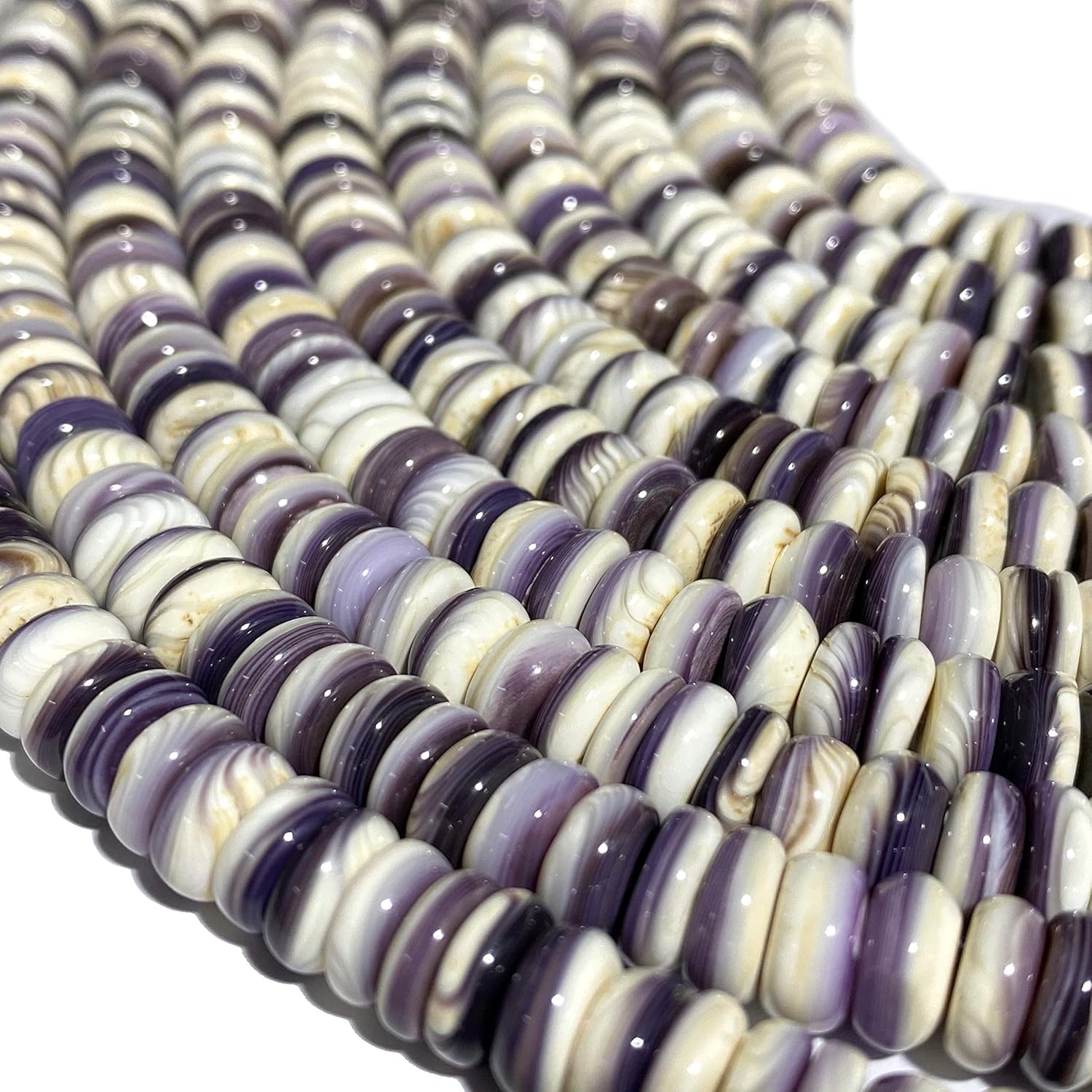 ABCGEMS Wampum Shell Beads USA Authentic Quahog East Coast (America's First Currency 1637-1673) Ethically Sourced - Small Batch Production - Native American Style - Jewelry Making - Heishi 12mm