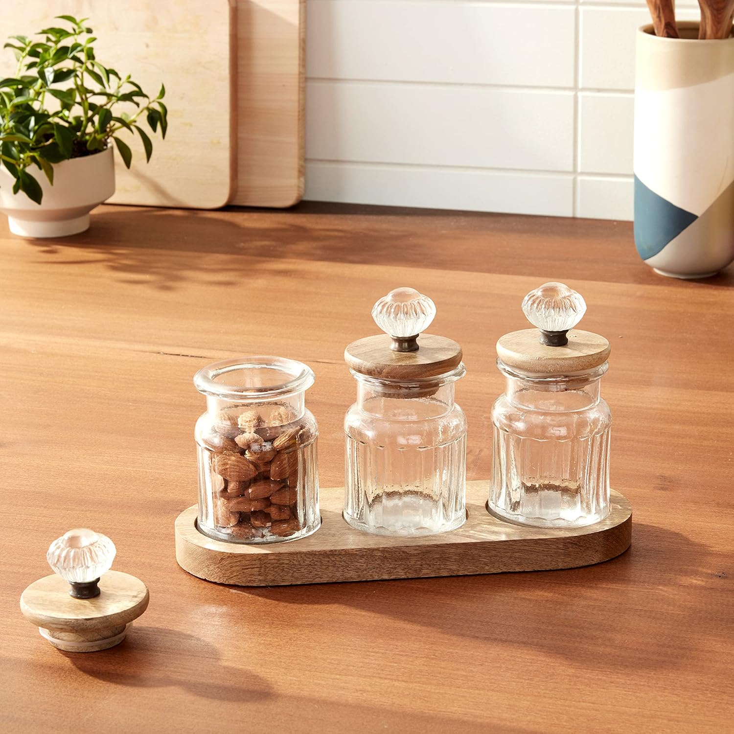 Knob Glass Condiment Set