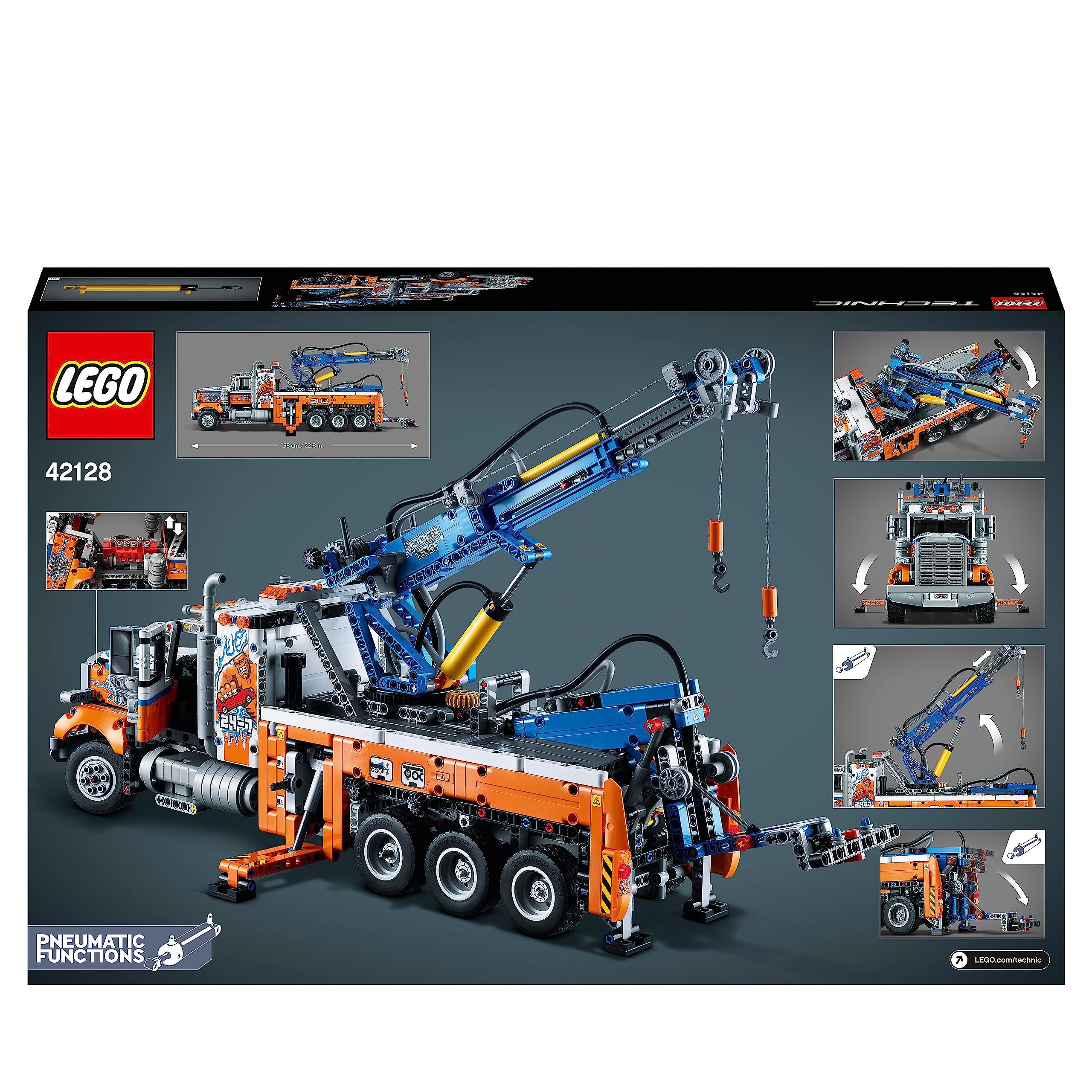 LEGO 42128 Technic Le Camion de Remorquage Lourd Camion Jouet avec Grue, Jouet de Construction pour Enfants