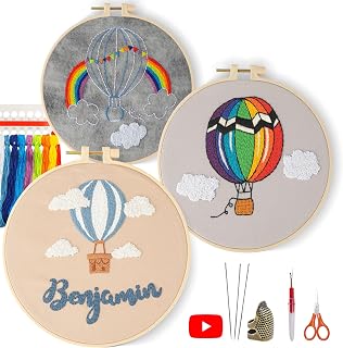 LX LERMX Embroidery Kits for Beginners, Adult Starter Cross Stitch Kit Needlepoint Complete DIY Kit with Unique Patterns, Hoop, Colorful Threads, Tools, Step by Step Instructions & Video Tutorial