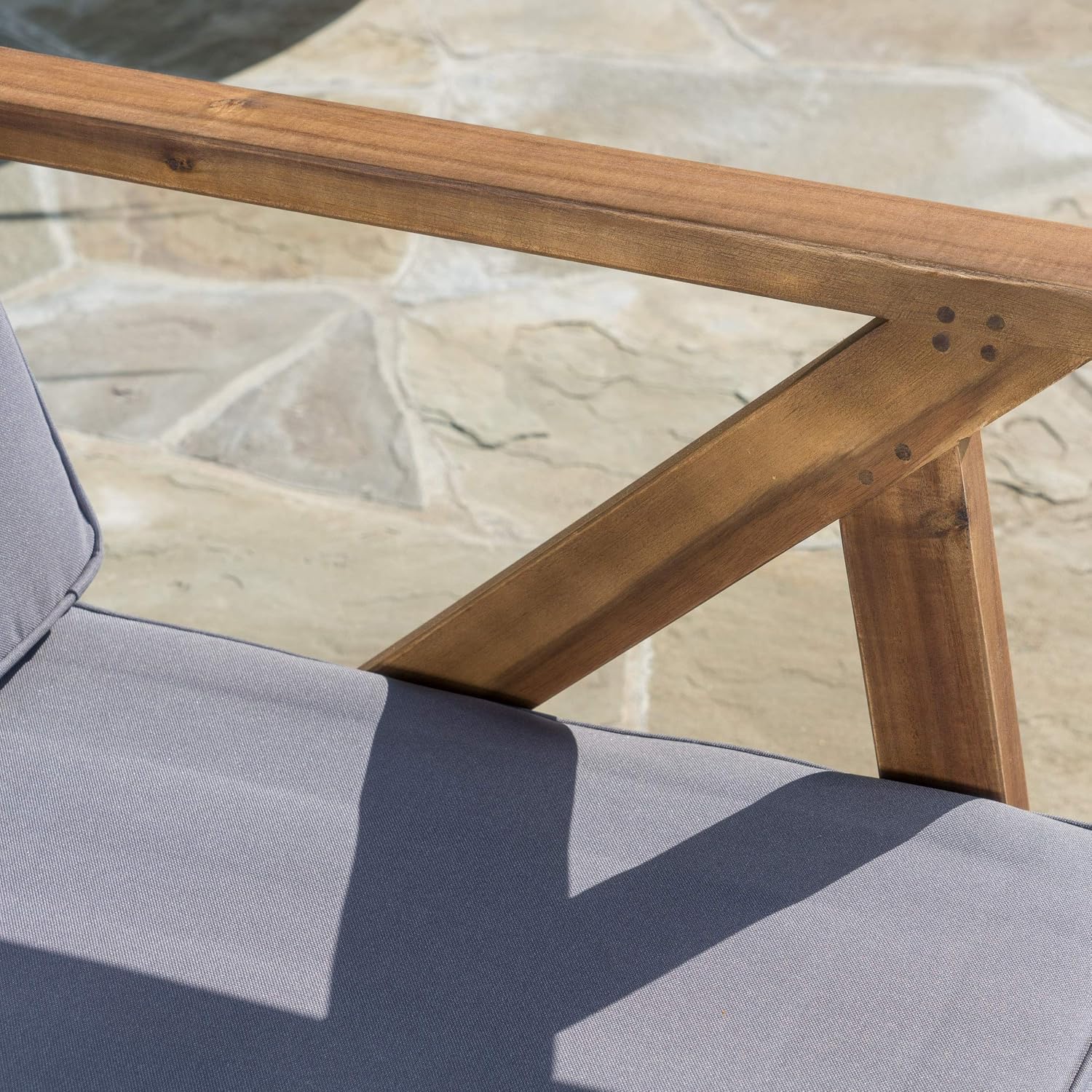 Christopher Knight Home Manarola 4-Piece Outdoor Acacia Wood Chat Set | in Teak Finish/Grey
