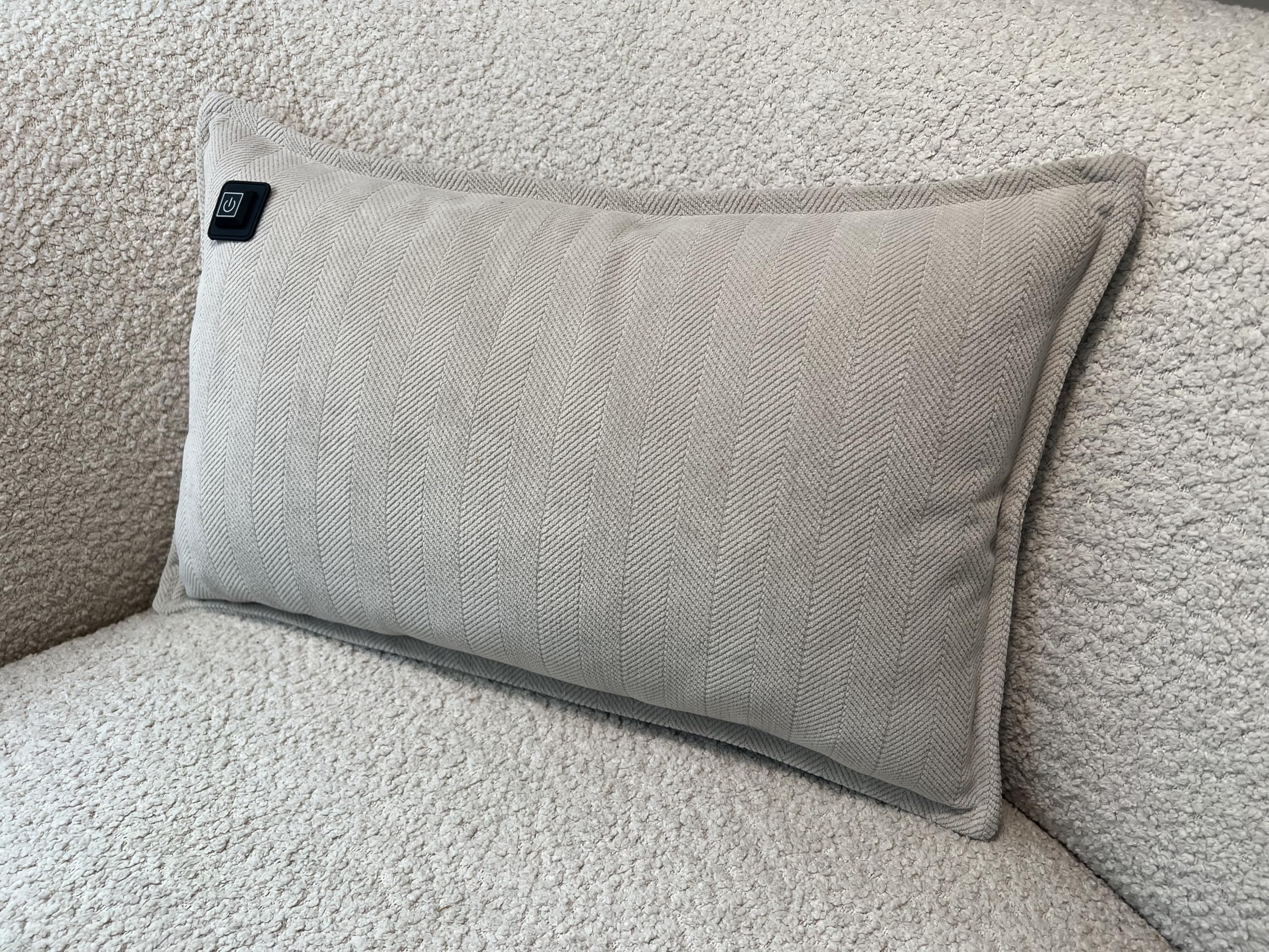 Almohadilla térmica infrarroja inalámbrica, almohadilla térmica con banco de energía, chenilla, 30 x 50 cm, flexible y con cable integrado de 3 m (beige)