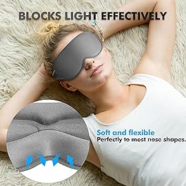 Sleep Eye Mask for Side Sleeper, Lash Extensions 3D Contoured Cup Sleeping Mask for Men Women, Travel Blackout Night Blindfold Eye Shade Cover with Adjustable Strap (Grey-Side Sleeper)