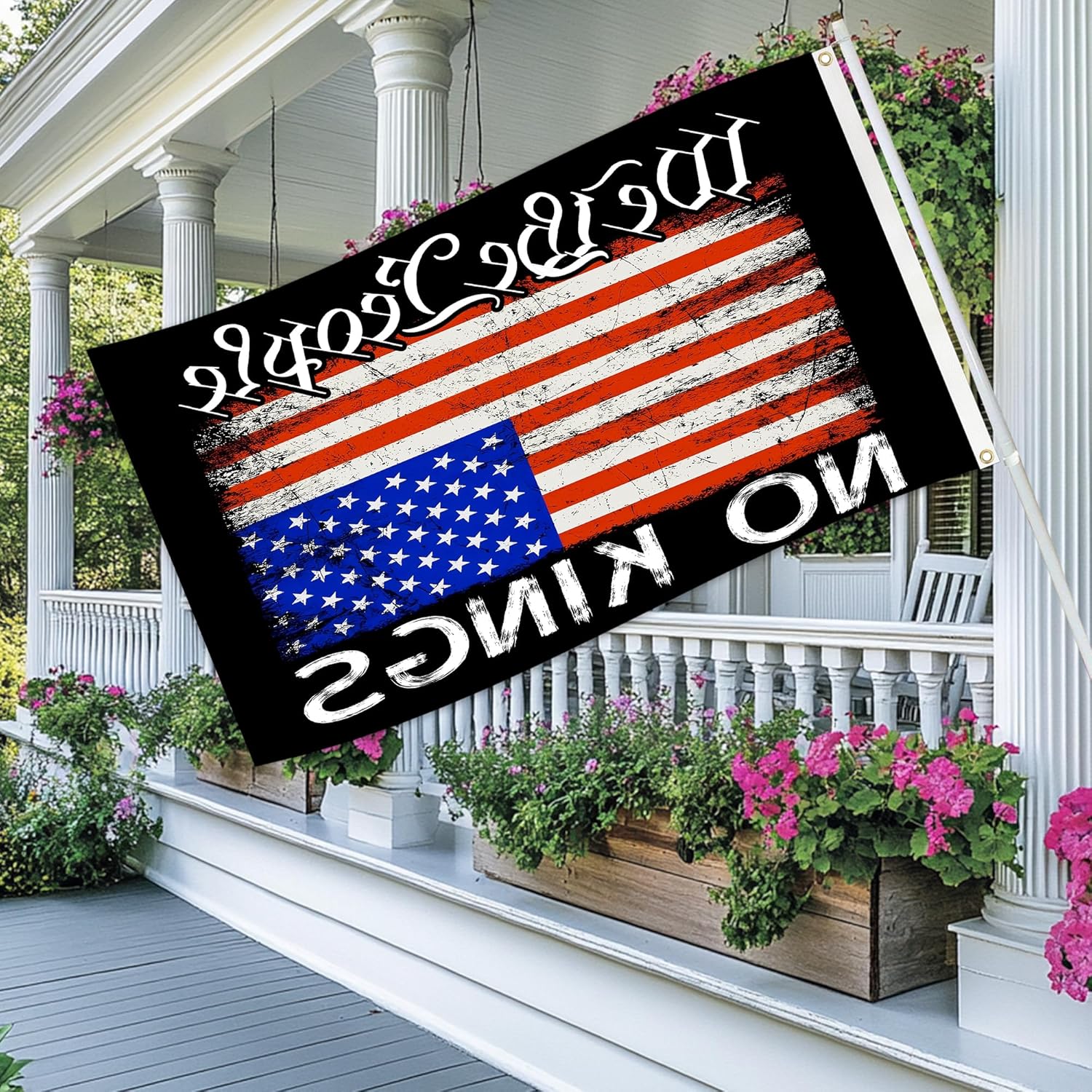 We The People No Kings Flag 3X5 Feet Outdoor Flag with 2 Brass Grommets,for Yard Garden Indoor Outdoor Decor - Image 4