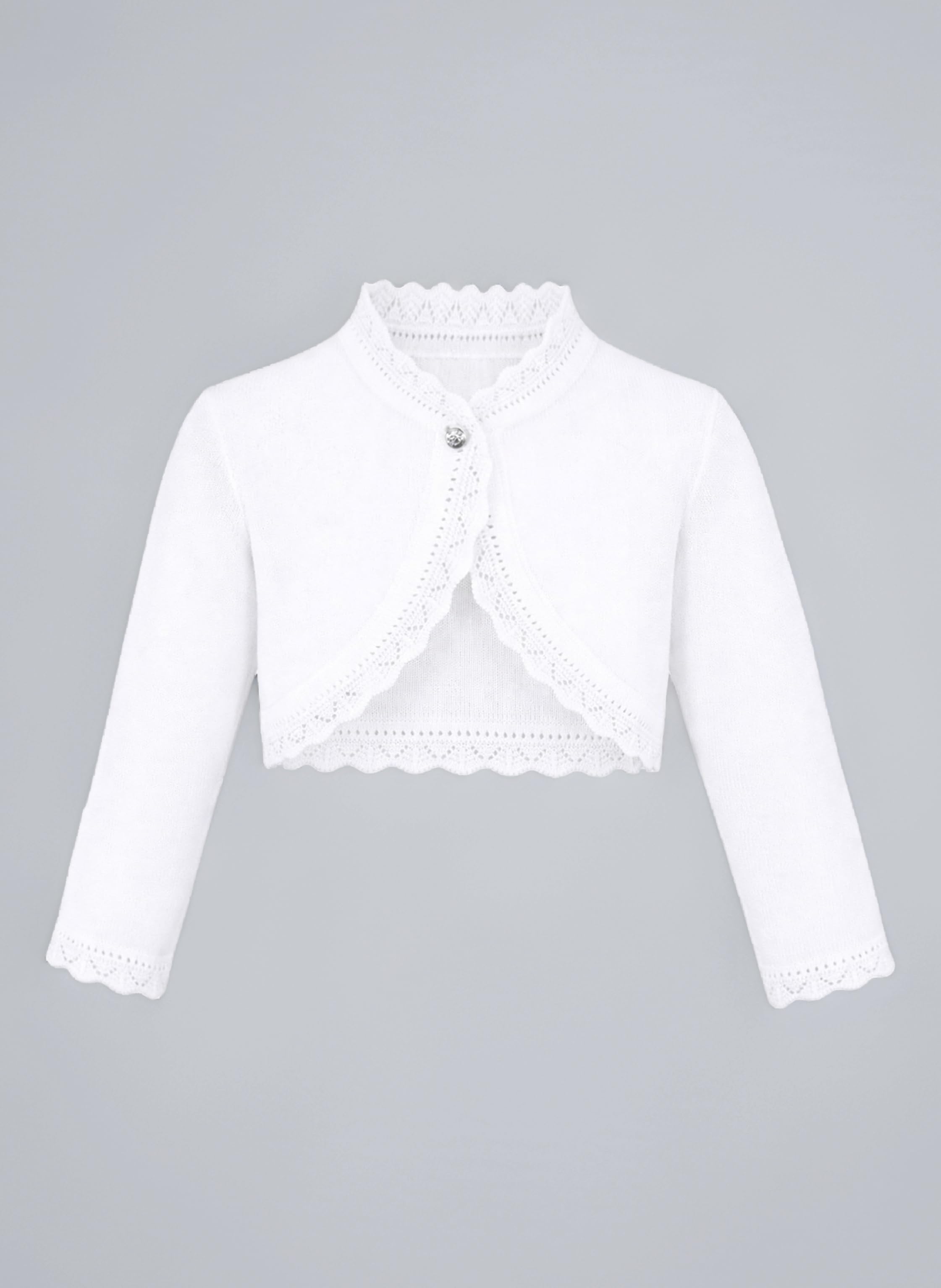 Little Girls' Knit Long Sleeve Button Closure Bolero Cardigan Shrug