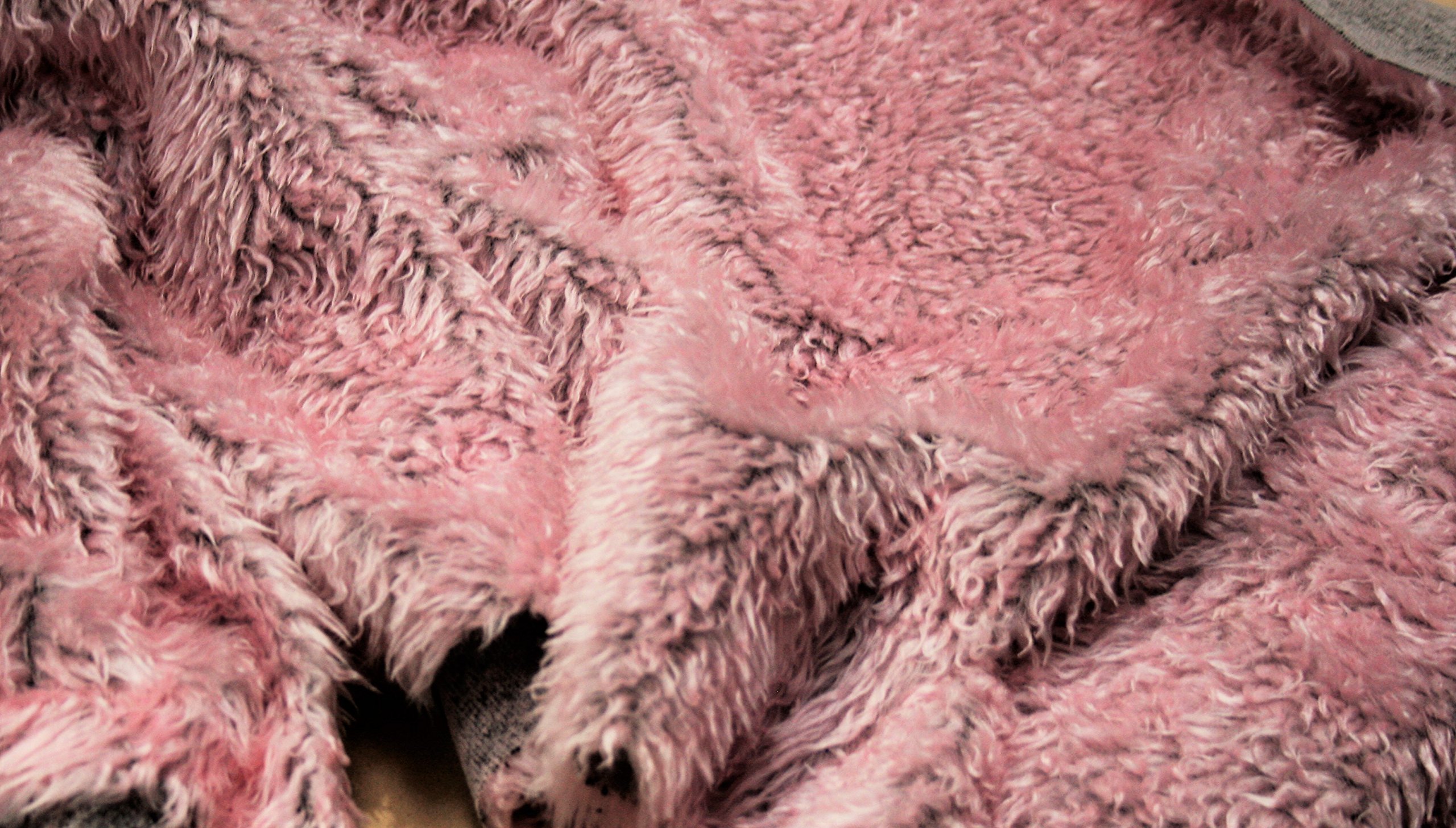 Crs Fur Fabrics Pink Curly Teddy Faux Fur Fabric Material Blossom 1/8Mtr - 50Cm X 37Cm