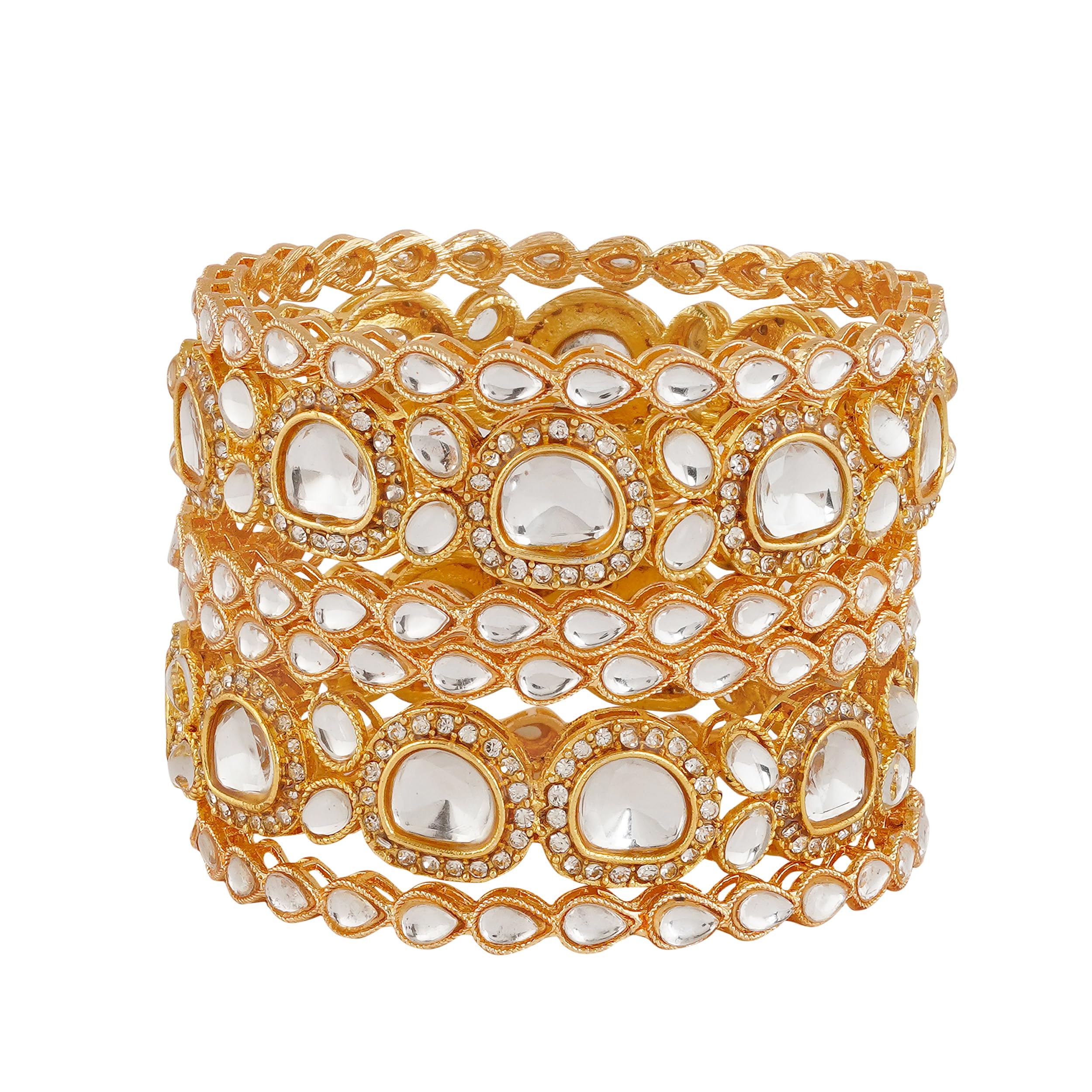 Mansiyaorange Set Of Six Gold Plated Kundan Stones Bangles Bangdi Chudi For Women(2.6) (B0CRVPKL6R) Amazon Price History, Amazon Price Tracker