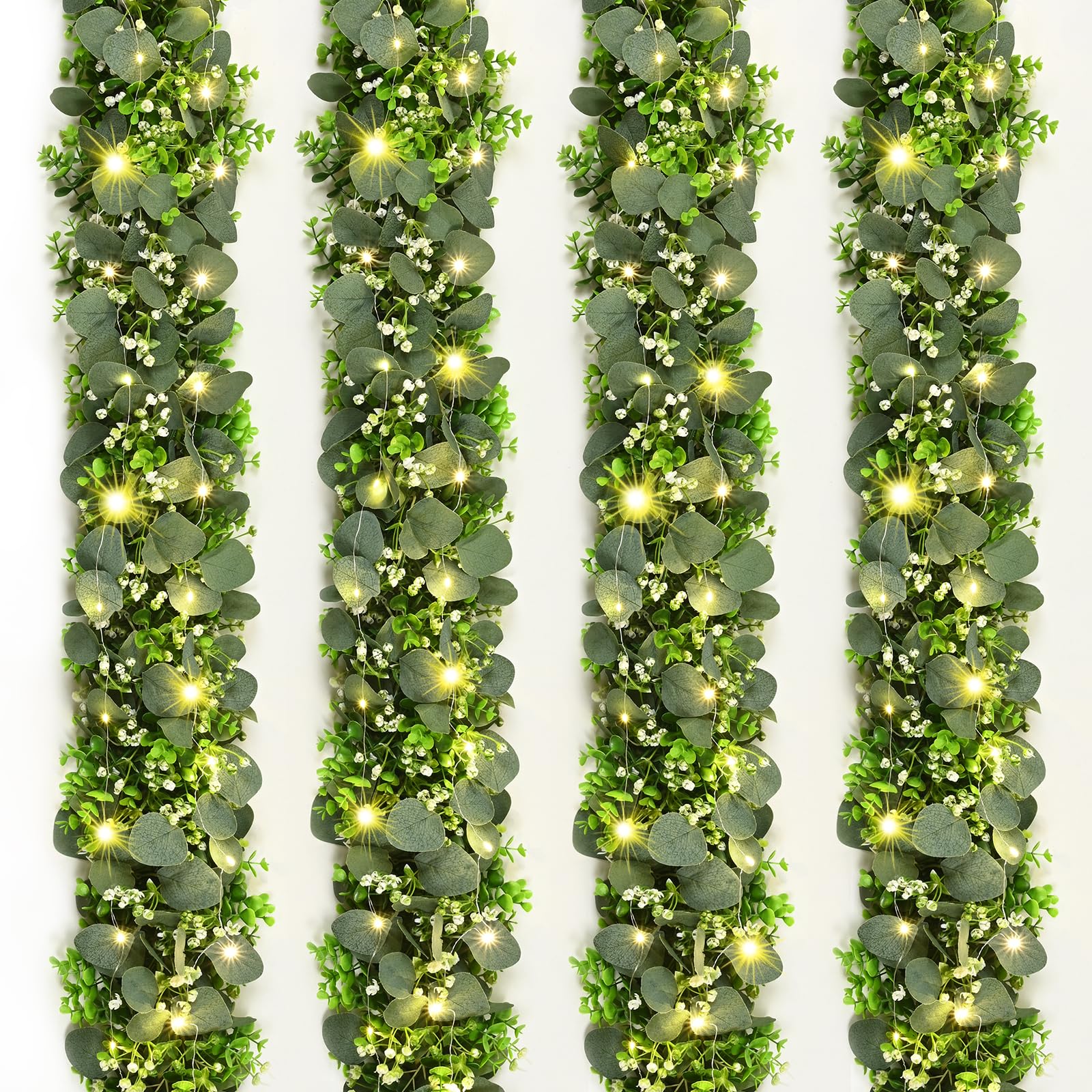 Guirlande De Noël Feuillage Artificiel 1.75m - Eucalyptus Et Baies - Déco Intérieur/Extérieur Cheminée Escalier Jardin