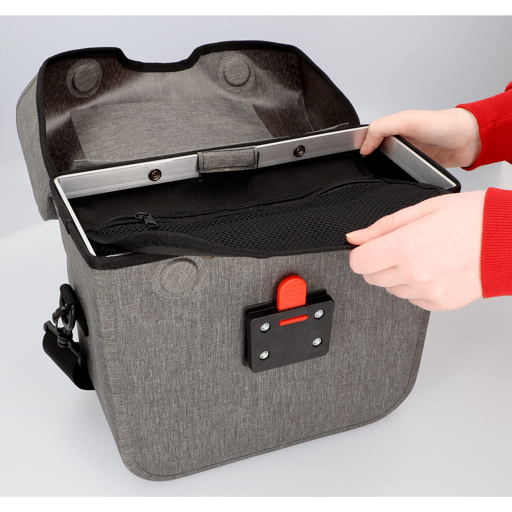 Fischer Borsa per manubrio Plus Cita, borsa per bicicletta, impermeabile, grigio, volume 7 litri