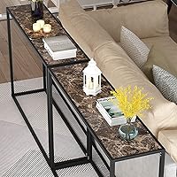 Vista 4 de Recaceik Mesa de consola para entrada, moderna mesa de entrada de mármol sintético, mesa de sofá estrecha ajustable para vestíbulo, entrada