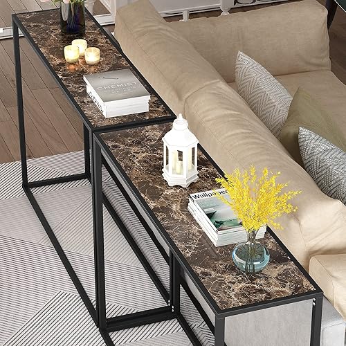 Miniatura 4 de Recaceik Mesa de consola para entrada, moderna mesa de entrada de mármol sintético, mesa de sofá estrecha ajustable para vestíbulo, entrada,