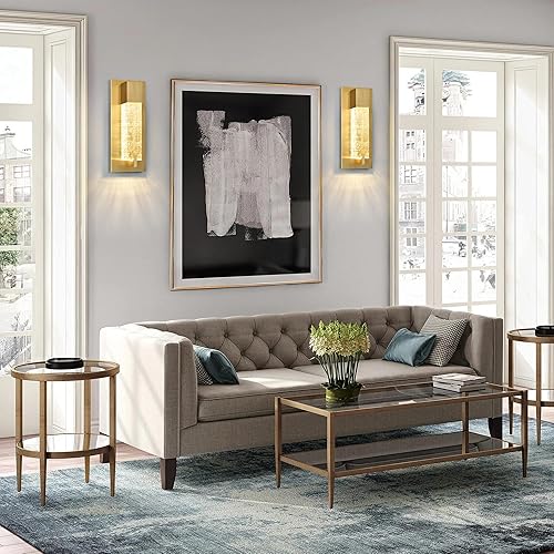 Miniatura 5 de WOSHITU Apliques de iluminación de pared para baño, pasillo, interior, dorado, moderno, con cristal de burbujas de cristal, lámpara LED de montaje