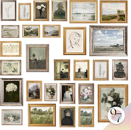 97 Decor Impresiones artísticas vintage para pared, pósteres vintage para estética de habitación, impresiones vintage Moody para decoración de