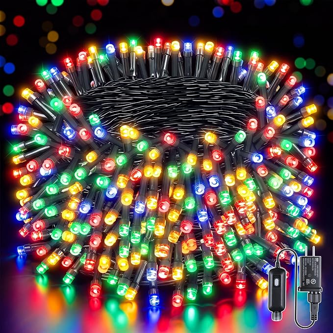 Ollny 500LED 164FT Multicolor Outdoor Christmas String Lights, 8 Modes