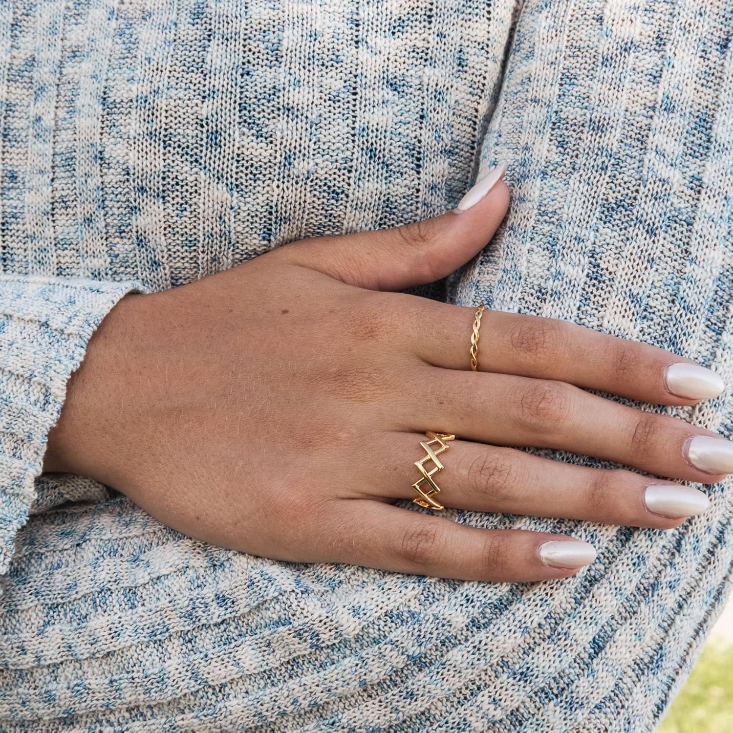BLOSSOM & HUE Wide Woven Ring | 18kt Gold Over Sterling Crisscross Ring X Band - Image 3