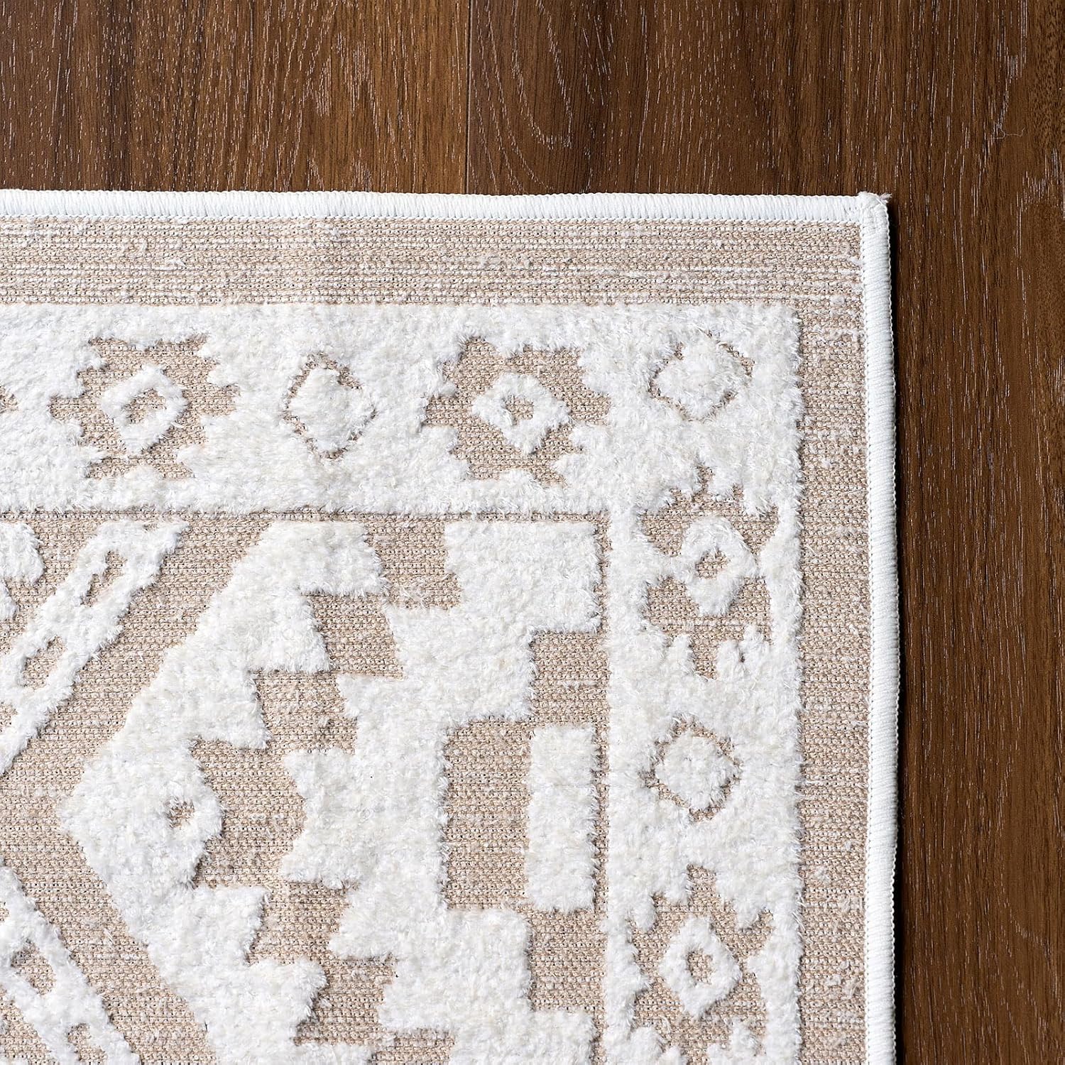 Moroccan Washable Runner Rug 2x8, Geometric Woven Area Rug, Farmhouse Boho Hallway Rug Runner, Non-Slip Soft Lightweight Throw Rug for Bedroom Living Room Laundry Kitchen, Cream/White