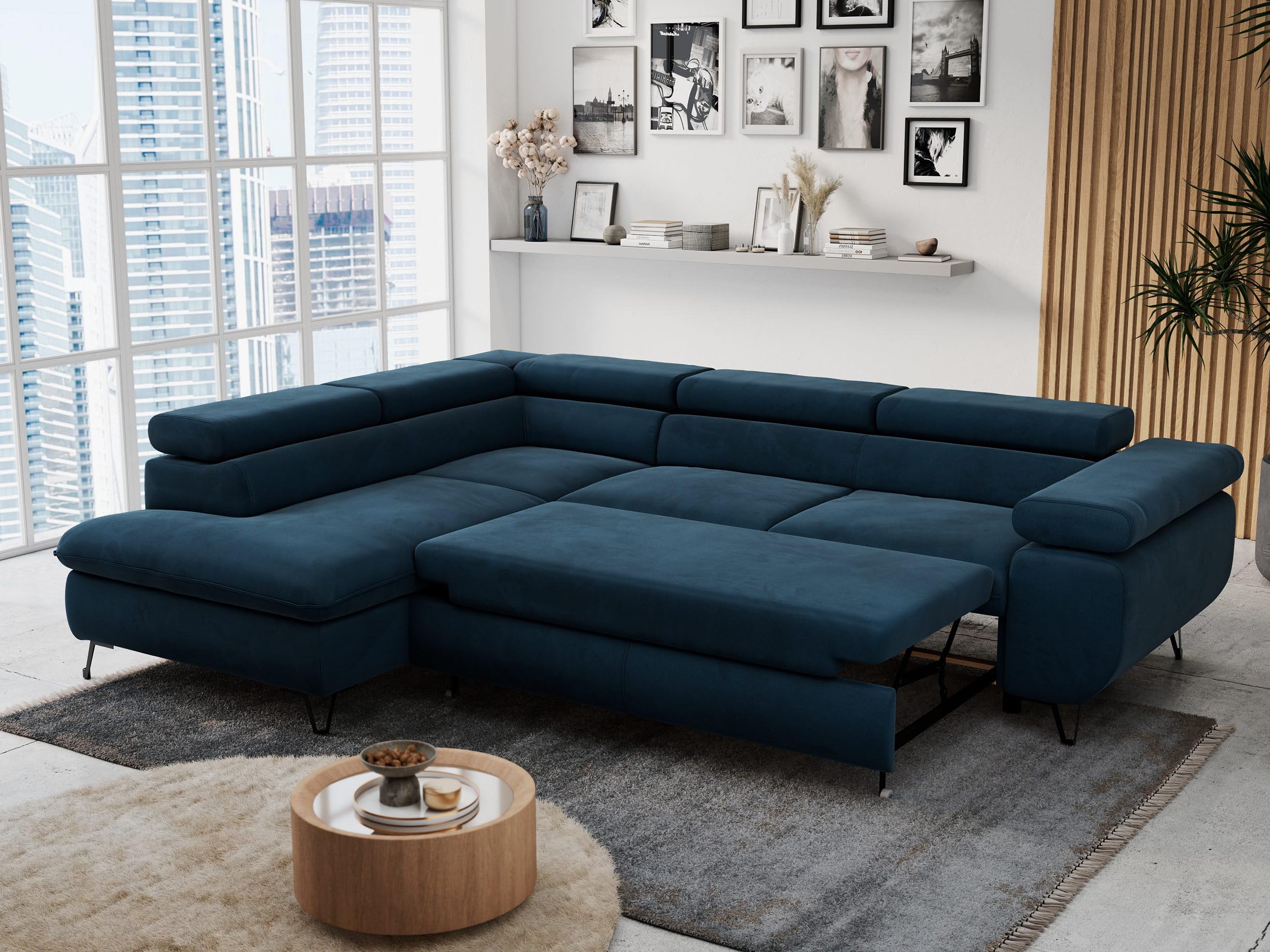 MKS MEBLE Ecksofa L-Form - Schlafsofa Mit Bettkasten In Türkis