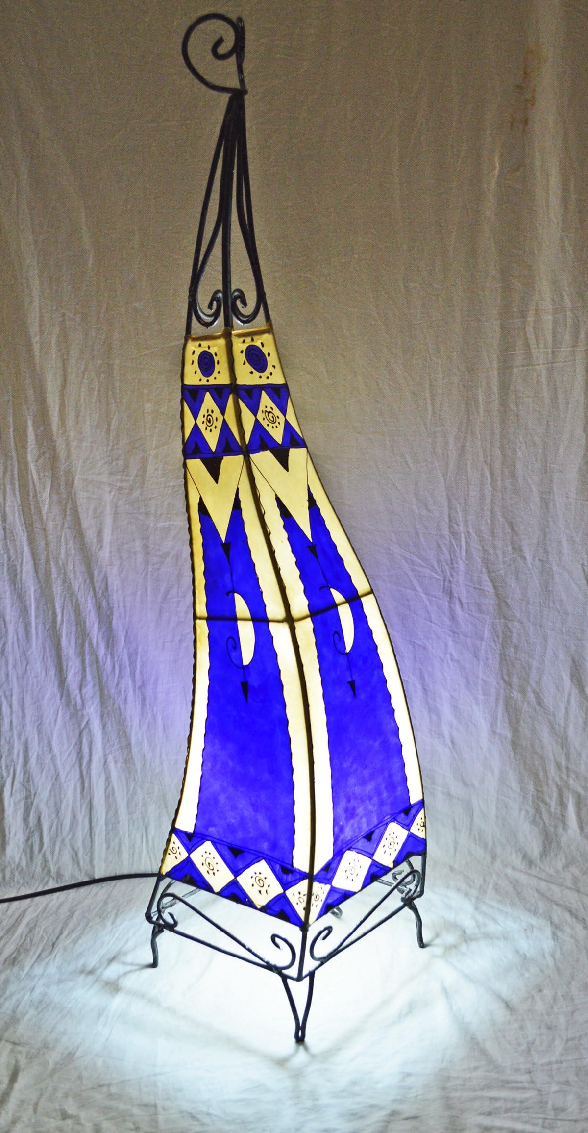 Painted Moroccan Henna Floor Lamp- Square 100CM - Purple -