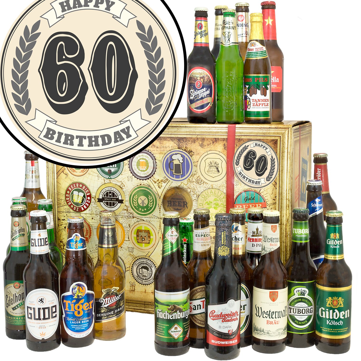 60. Geburtstag / 24x Biere Welt und DE/Geschenke 60. Geburtstag/Advent Kalender 2024 2025 Bier