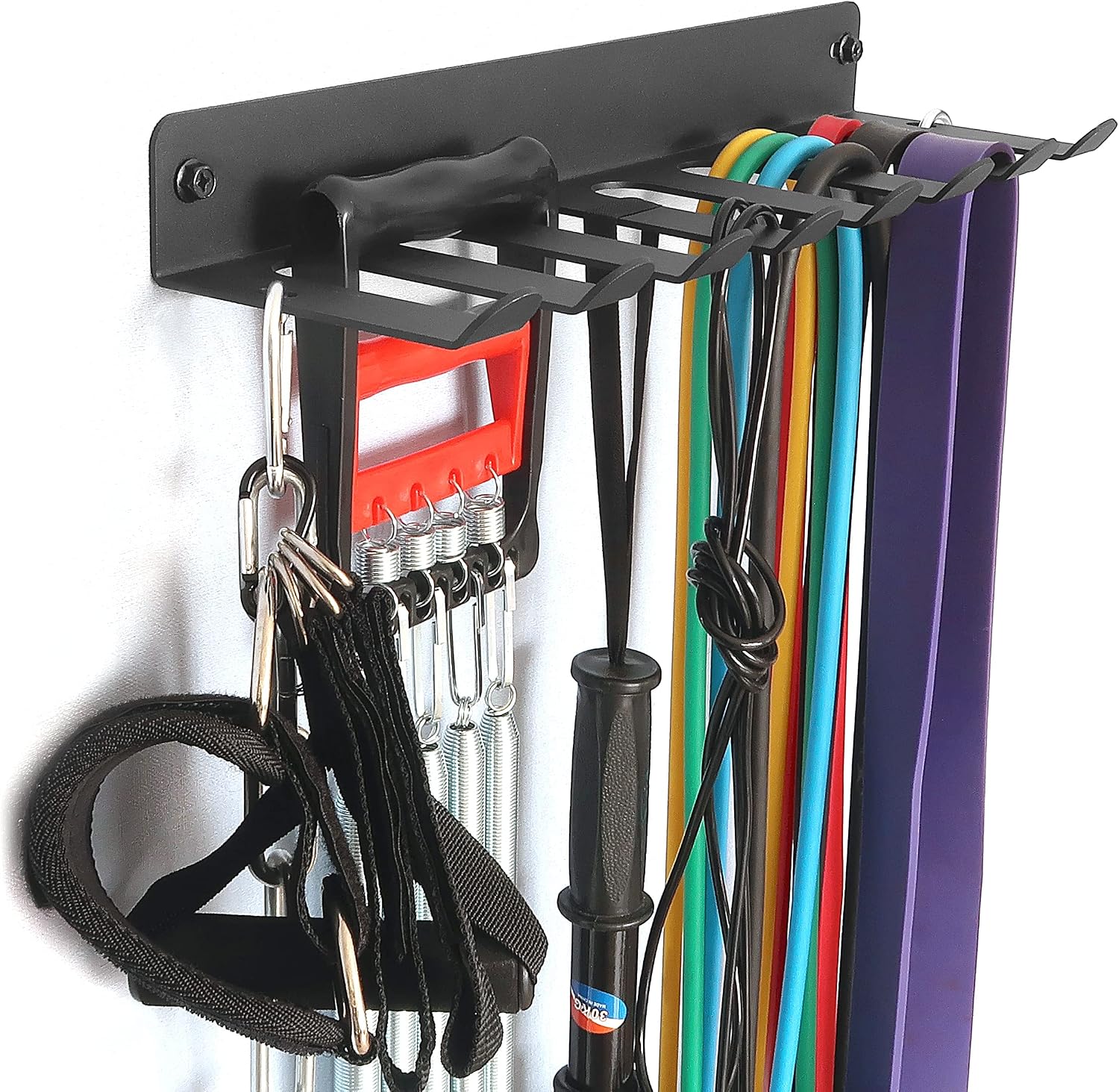 Multi-Purpose Gym Equipment Storage Rack Resistance Bands Storage Hanger Barbell Rack Heavy Duty Gym Rack for Exercise Bands, Lifting Belts and Jump Ropes (17" / 8 prongs)