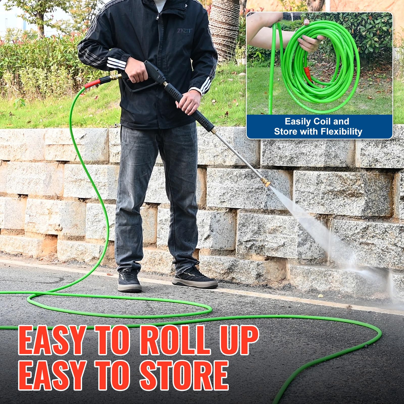 YAMATIC 50FT Pressure Washer Hose - Flexible & Durable -4