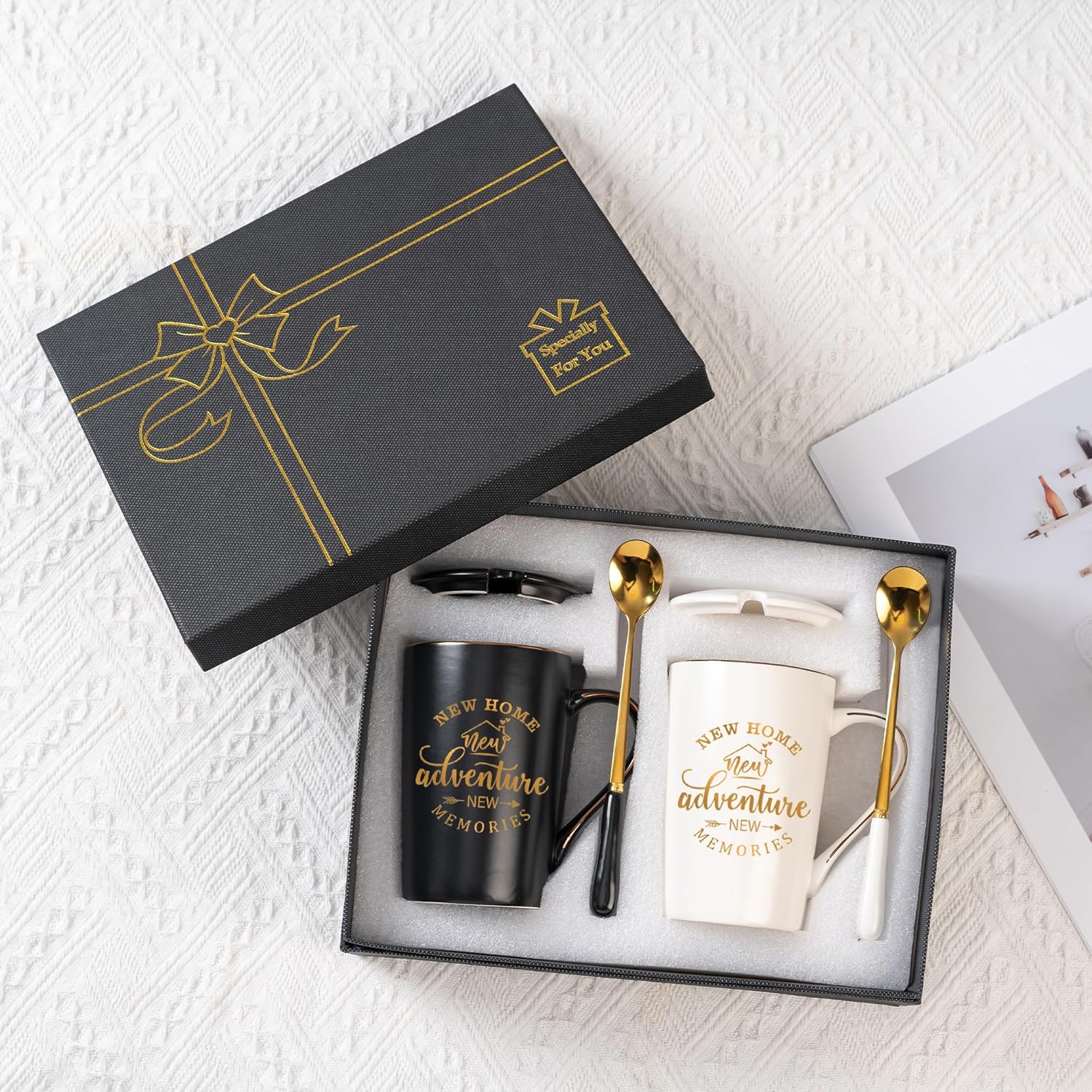 House Warming Gifts, Closing Gifts for Home Buyers, House Warming Gift for Women Men Couples Newlywed Friends, New Home New Adventure Coffee Mugs Set, 14 Oz - Image 7