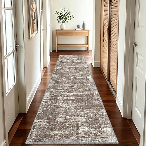 TTelephant Hallway Runner Rug 2x8 Abstract Brown