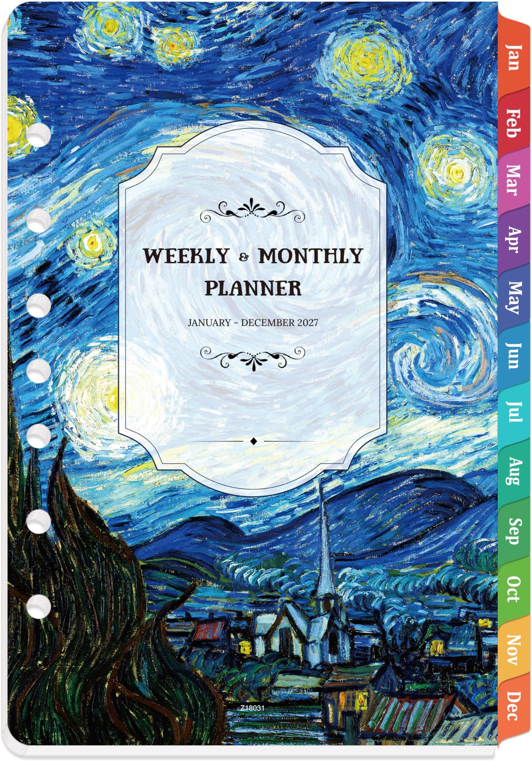 2027 Planner Refills - Jan. 2027 - Dec. 2027, 7 Holes, Planner Refills 2027, 5.5'' x 8.5'', A5 Weekly & Monthly Planner Inserts, Colorful Monthly Tabs