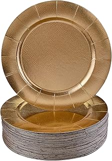 SILVER SPOONS DISPOSABLE ROUND CHARGER PLATES - 40pc (Gold)