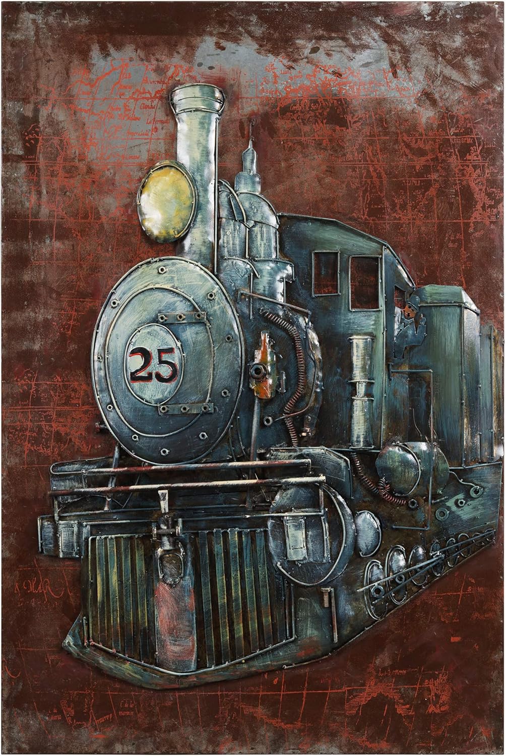 Empire Art Direct Train Metal Wall Art,Hand Painted Primo Mixed Media Iron Wall Sculpture,3D Wall Decor,Ready to Hang,Living Room, Bedroom ＆ Office