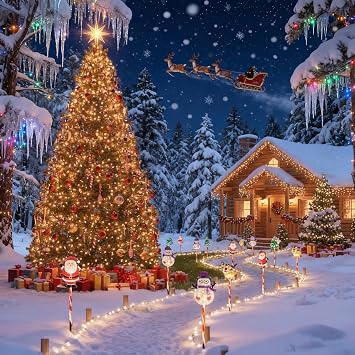 6-Pack of Moving Christmas Lights, Upgraded Decorative Solar Light Outdoor with LED, Two Power Design, for Courtyard, Porches, Trees (B-Solar, 2PCS)