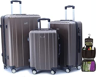 luggage travel trolley with 4 wheels 3 pieces set,brown 8662