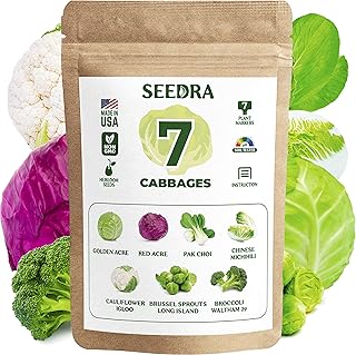 Sponsored Ad - Seedra.US 7 Cabbage Seeds Variety Pack - 2245+ Non GMO, Heirloom Seeds for Indoor Outdoor Hydroponic Home G...