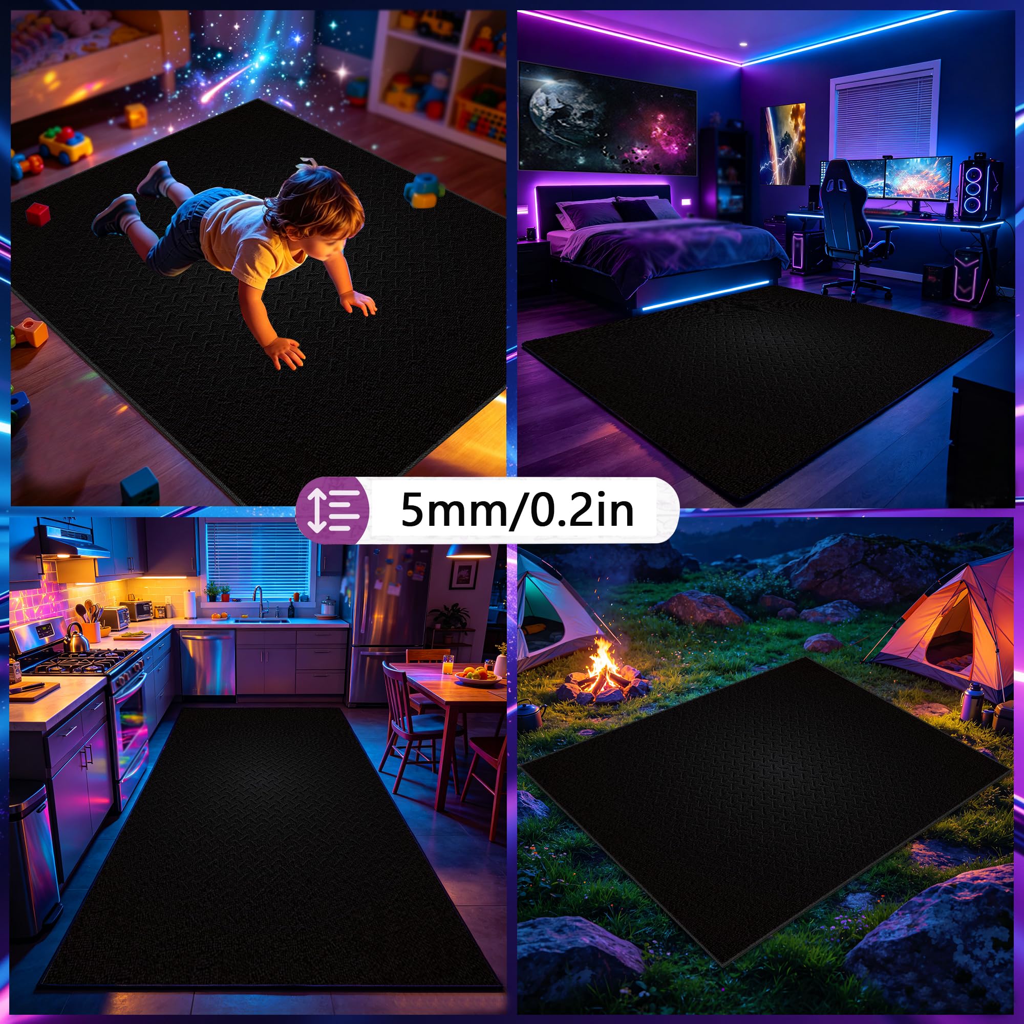 Tappeto Camera da Letto Ragazzo Bambini, Decorative Accessori Stanza Gaming, Antiscivolo, Tappeto Zone Game 3D, Adatto per Scrivania E Sedia da Gaming - 180x200cm/70.87x78.74inch