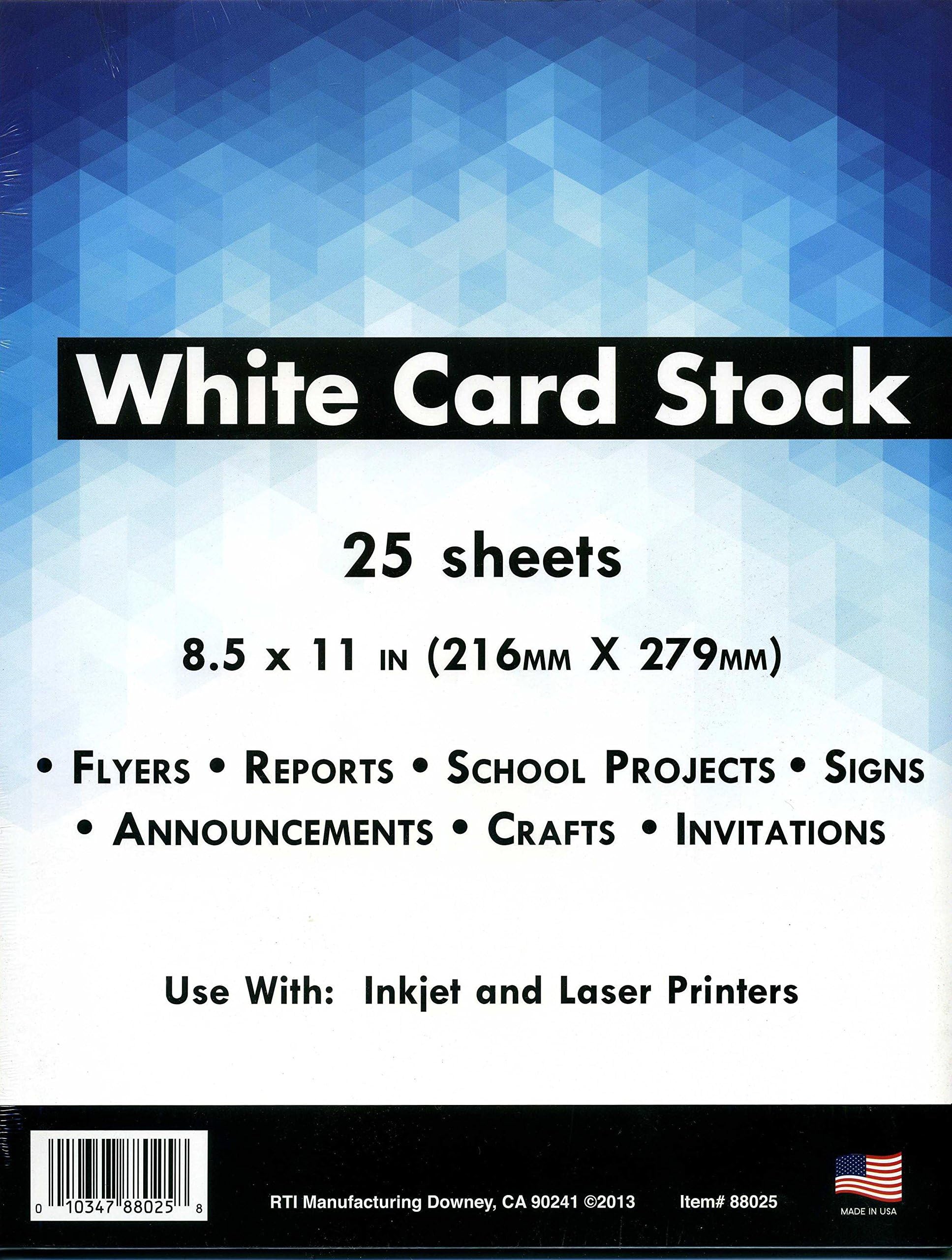 25 Sheets of White Card Stock Paper - 8.5 x 11