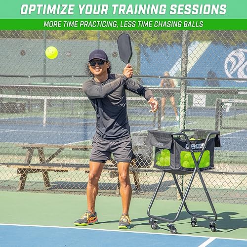Miniatura 3 de GoSports Carrito de pelotas con ruedas carrito portátil con capacidad para 140 pelotas de pickleball o 175 pelotas de tenis