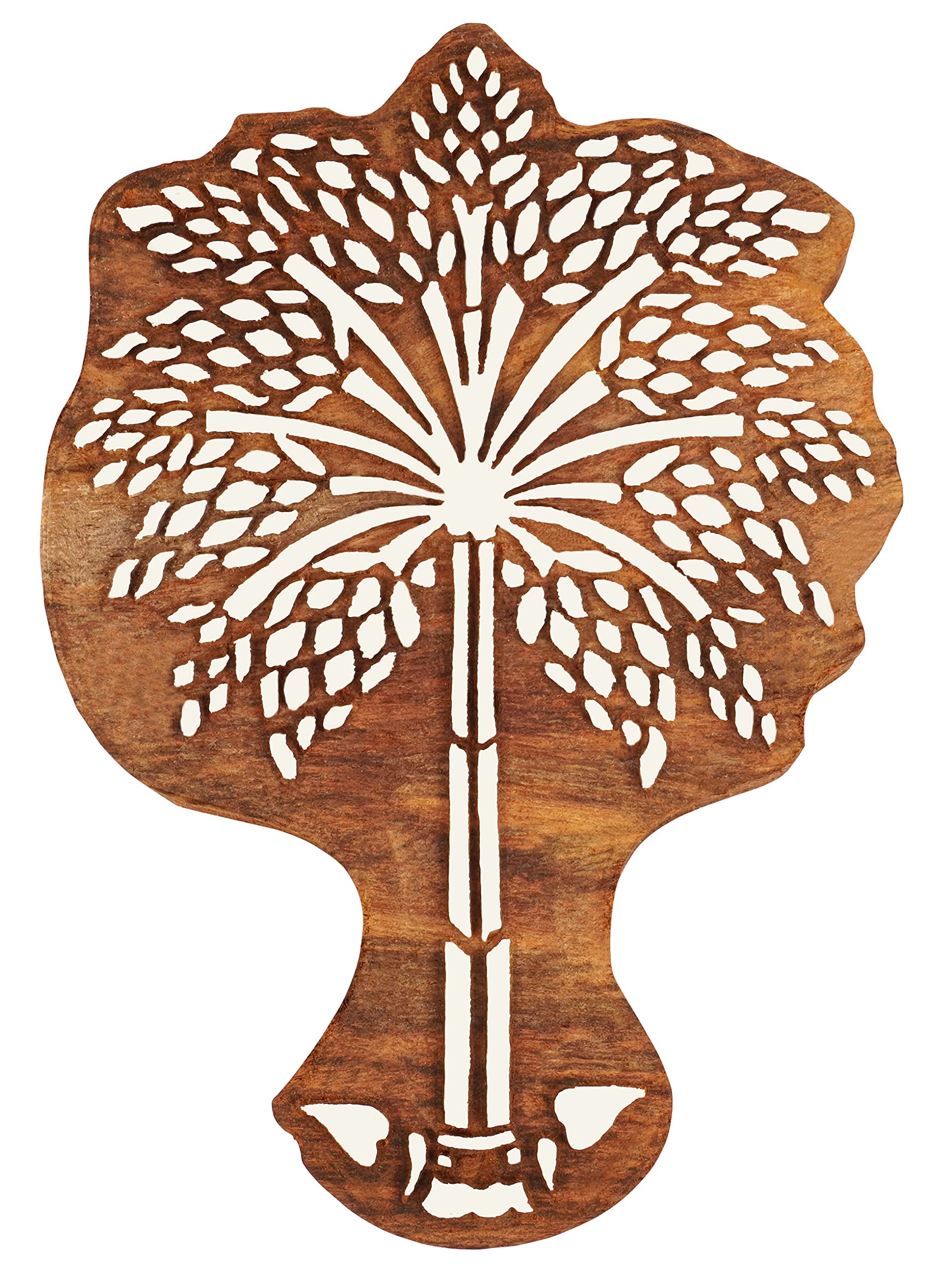 IBA Indianbeautifulart Textile Printing Block Tree Hand Carved Wooden Stamp Wood Block Printing Textile Stamp for Fabric/Pottery Blocks- 4 Inches