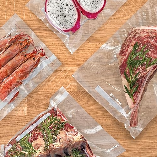 Miniatura 2 de FoodSaver Bolsas selladoras al vacío de ajuste personalizado, almacenamiento hermético de alimentos y rollos Sous Vide, sin BPA, 11 x 16 pies